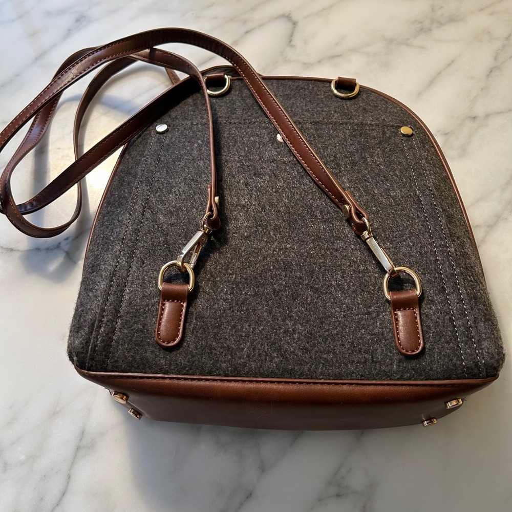 NWT MIZTIQUE Felt Backpack The Daisy Convertible Bag Charcoal Gray Shoulder Bag - Picture 7 of 16